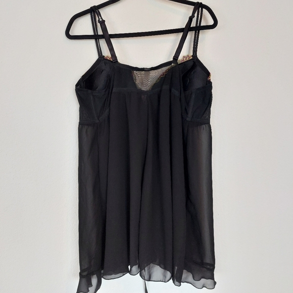 Cacique Plus Size Babydoll Black Floral Embroided Nightgown Top Size 22/24 - Picture 5 of 6